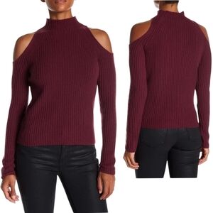 360 Cashmere Gianna Cold Shoulder Syrah (Wine) Sweater - Sz M